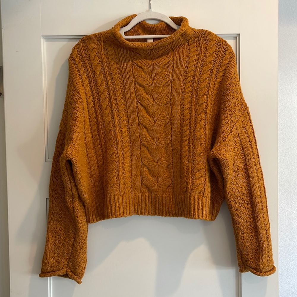 Pilcro burnt orange knit cowl neck sweater S